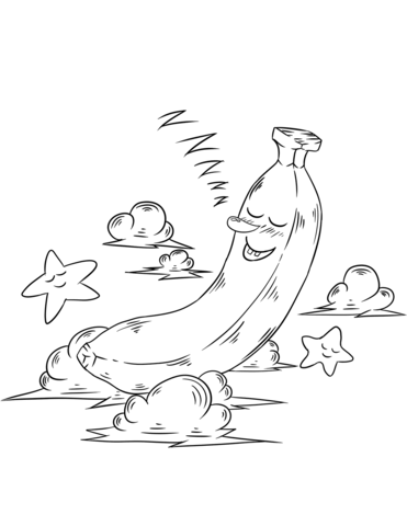 Cartoon Banana Coloring Page